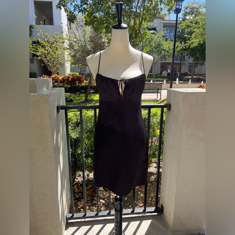 Topshop Black Satin Slip Mini Spaghetti Straps Size 6 New Little Black Dress LBD